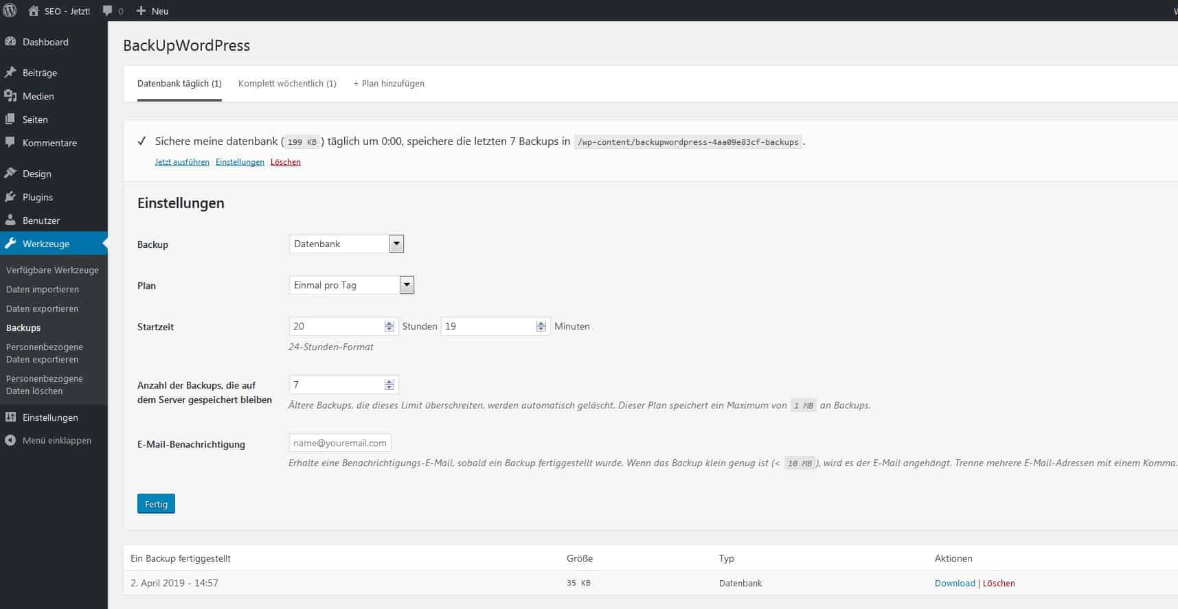 backupwordpress • Endlich wieder ruhig schlafen: So sicherst du deine WordPress-Seite [UPDATE]