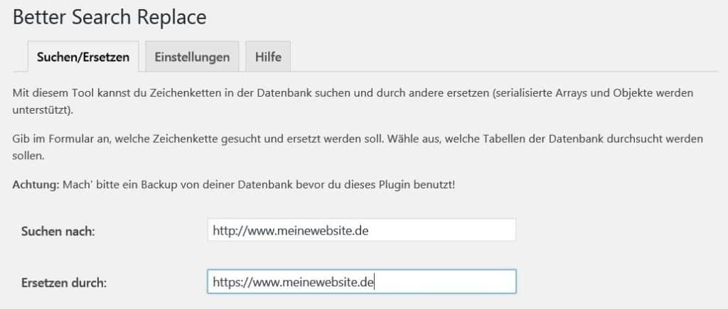 http durch https ersetzen mit Better Search Replace http durch https ersetzen mit Better Search Replace