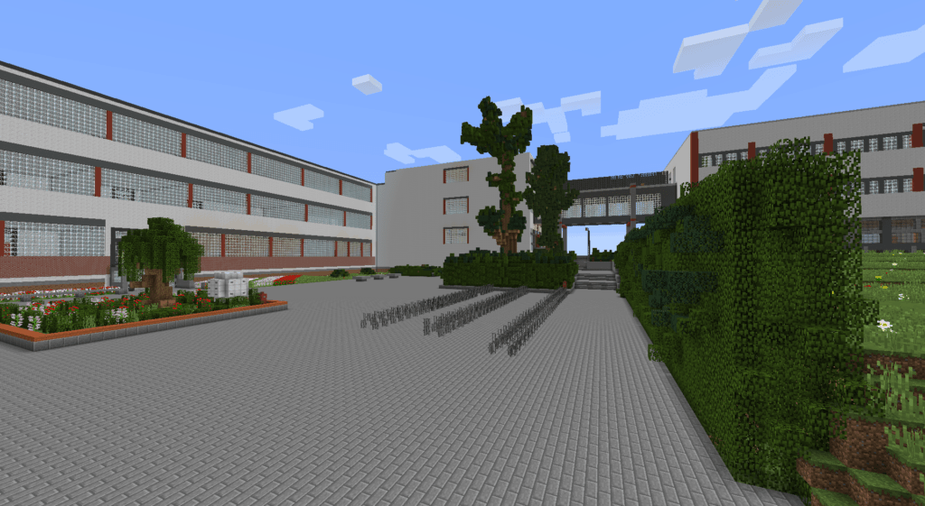 Das Hardtberg-Gymnasium in Minecraft | Screenshot: Minecraft