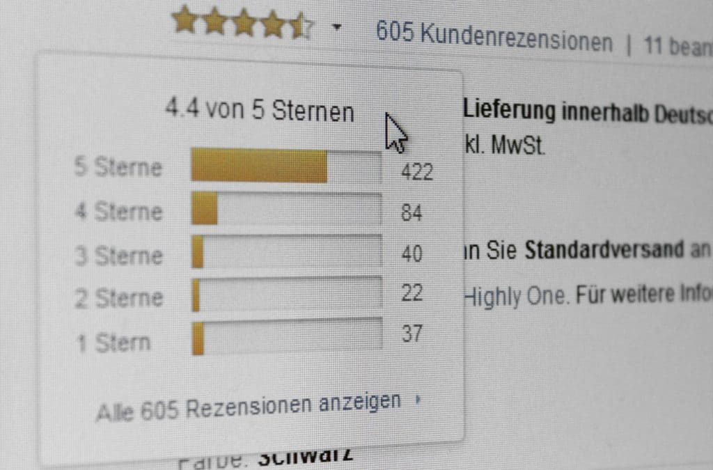 Kundenbewertungen sind ein zentrales Kriterium für die Kaufentscheidung. (Bildschirmfoto: Mike Flinzner | amazon.de)