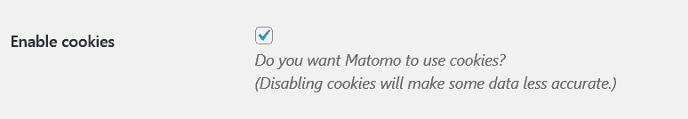 Cookies deaktivieren über das Plugin Matomo Tracking.