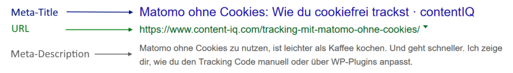 Altes SERP-Snippet ohne Favicon